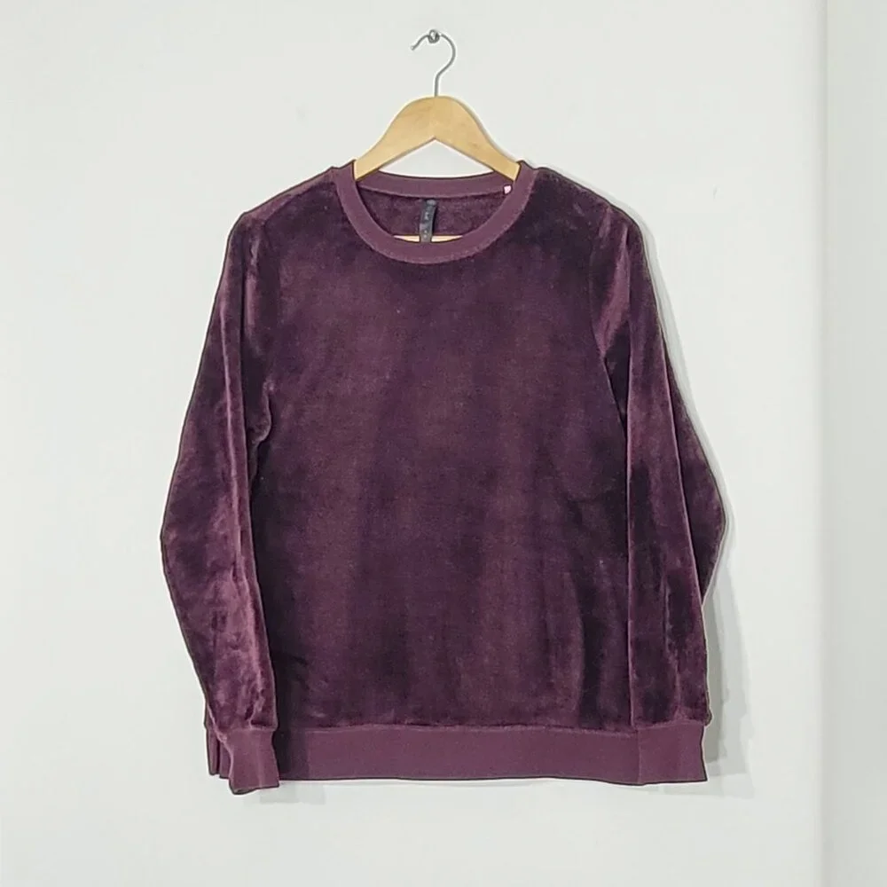 GAIAM Purple Maroon Long Sleeve Cozy Crew Neck Pullover Fleece Sweatshirt Medium - Picture 3 of 13